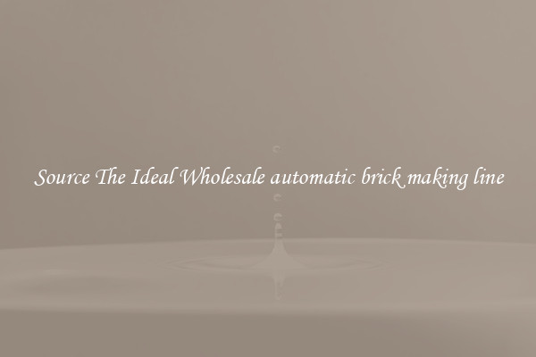 Source The Ideal Wholesale automatic brick making line